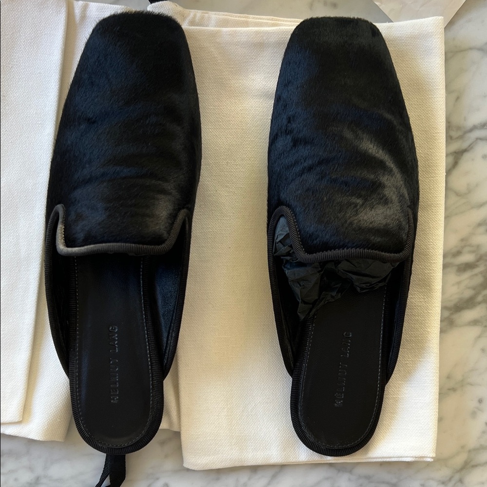 Helmut Lang Black Hair Calf Loafer